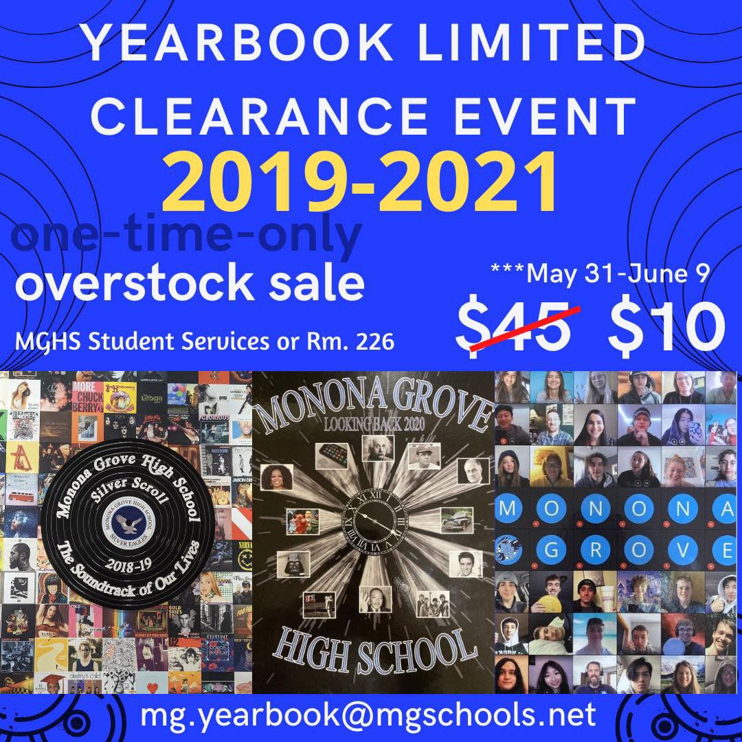 Monona Grove School District (@mononagrovesd) on Twitter photo If you're looking for a yearbook from 2019-2021, now is your chance! Contact mg.yearbook@mgschools.net to grab a copy!
#MGSoars If you're looking for a yearbook from 2019-2021, now is your chance! Contact mg.yearbook@mgschools.net to grab a copy!
#MGSoars