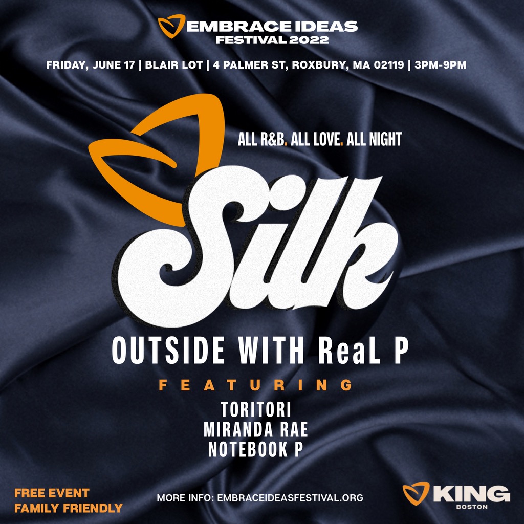 askimari's tweet photo. 📢Next Friday @DJRealPFN &amp; Friends  @itsmirandarae @NotebookP bring the R&amp;B vibe of #Silk Outside to #EmbraceIdeasFest Block Party.  

For info and tix https://t.co/oG9rgxKlTn
@KingBoston11 @bostonfdn #juneteenth2022 #cityofideas #Boston https://t.co/qUy0b4IVNG