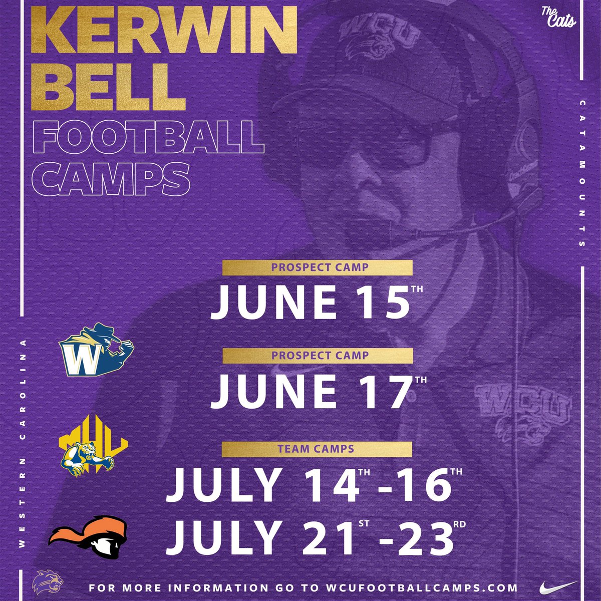 🚨🚨 1 week until our first prospect camp! Register at wcufootballcamps.com! Show up and compete in #CatamountCountry! #LOTE <a href="/CatamountsFB/">Western Carolina Football</a>