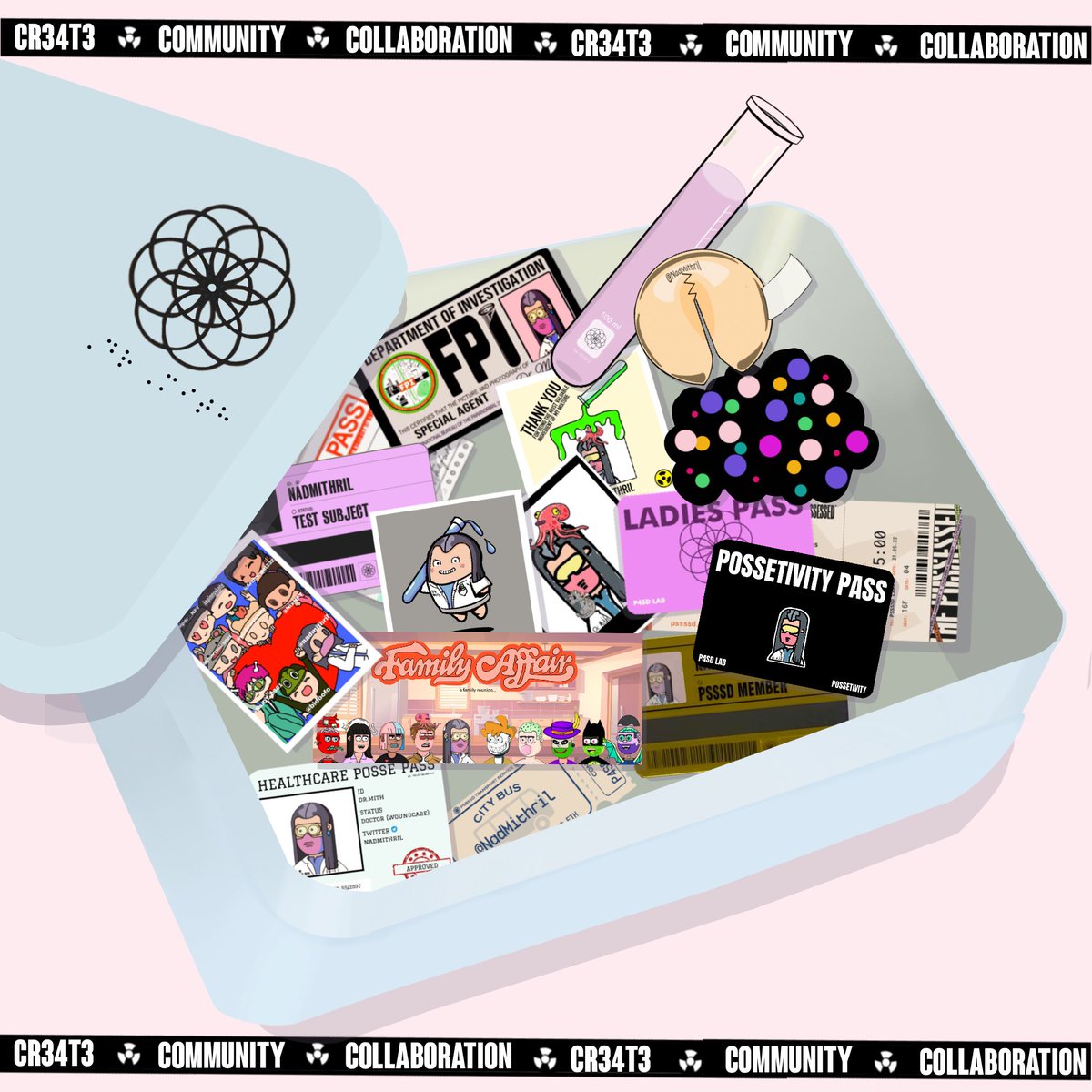 <a href="/ThePossessedNFT/">pssssd</a> has successfully innovate the 3C concept within the #pssssduniverse: Creativity + Community + Collaboration. These are some of memorabilia I have collected from #posse community and I shall cherish each friendship and collaboration forged 🖤🖤🖤 #pssssdfanart