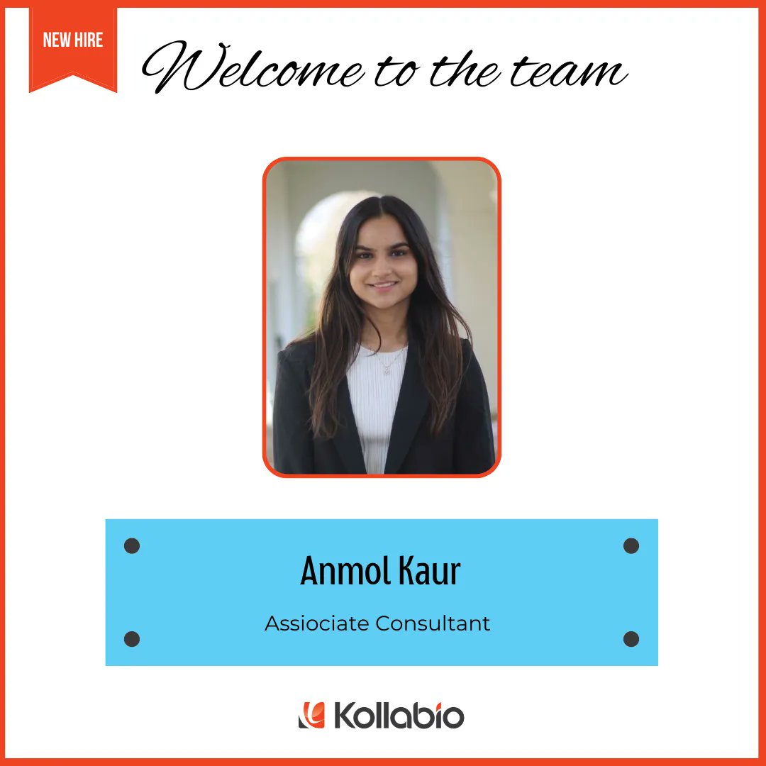 kollabio's tweet photo. We want to welcome Anmol Kaur as one of the newest members to Kollabio’s team! She is joining us as an Associate Consultant (Business/QA Analyst ) and a new member of our Digital Associates Program (DAP), a 2-year program for early-career IT professionals.

#Kollabio #NewHire https://t.co/8pBtLXPQeA