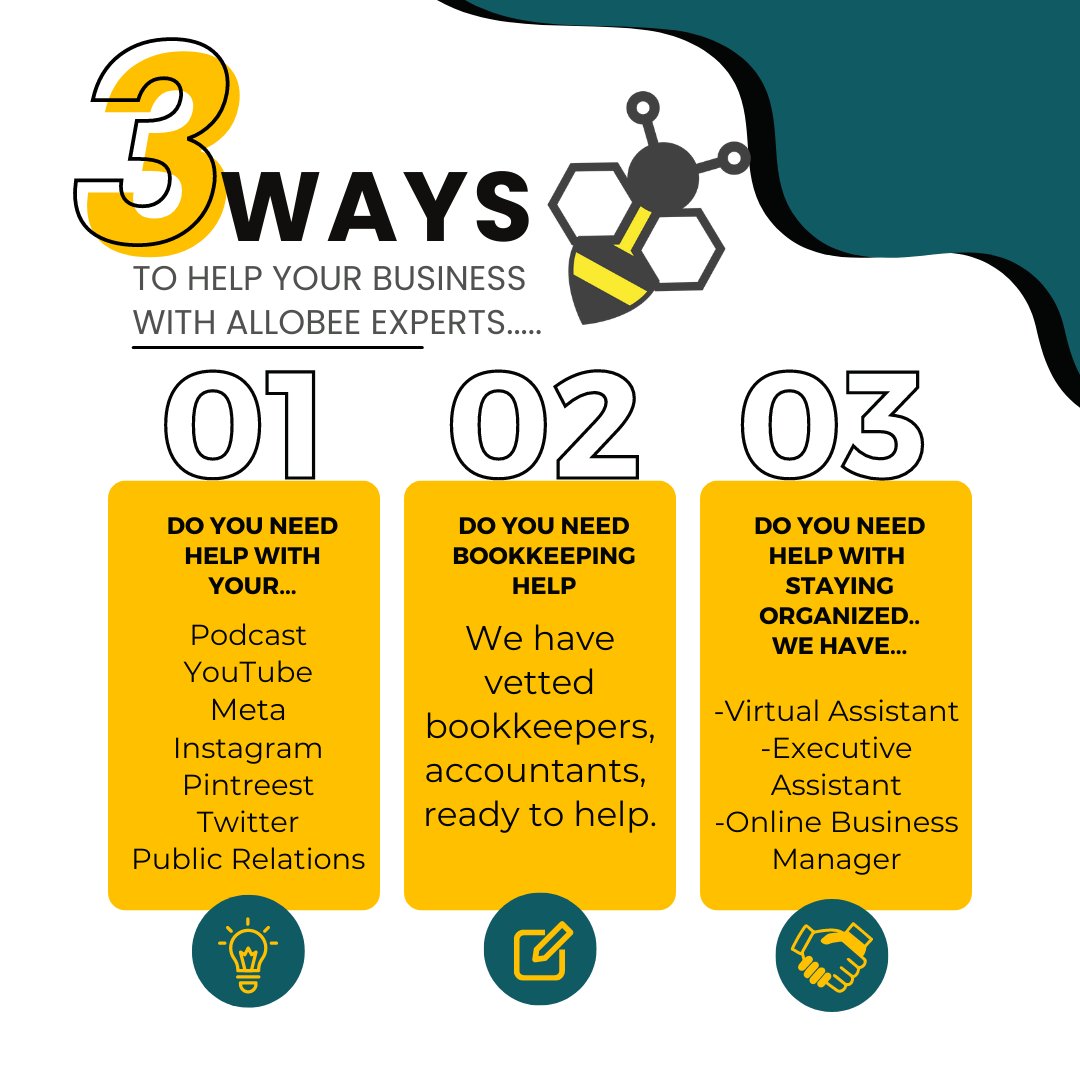 We have a vetted workforce... that is filled with MORE than 3 solutions to help your business!

#growyourbusiness #HireAllobee #Freelancer