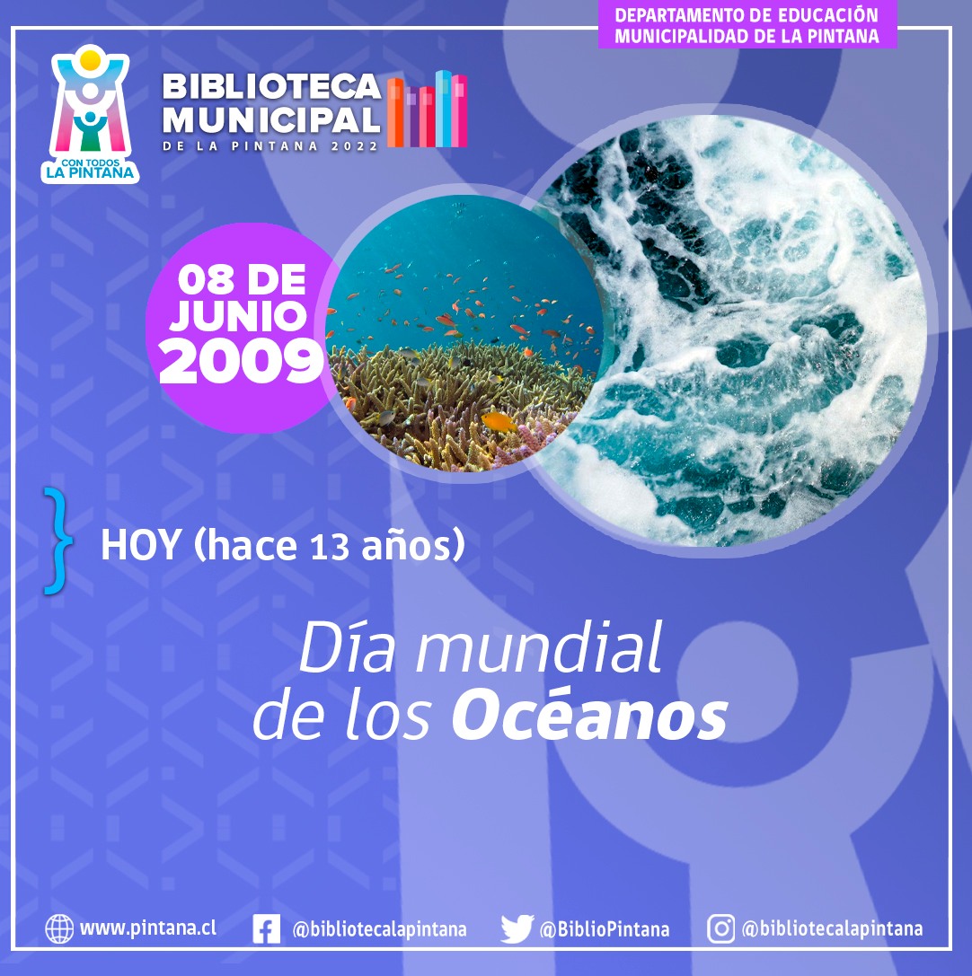#BiblioEfemérides // Hoy se celebra el Día Mundial de los Océanos para recordar a todo el mundo el gran papel que los océanos juegan en nuestras vidas. Son los pulmones de nuestro planeta, que generan la mayoría del oxígeno que respiramos.