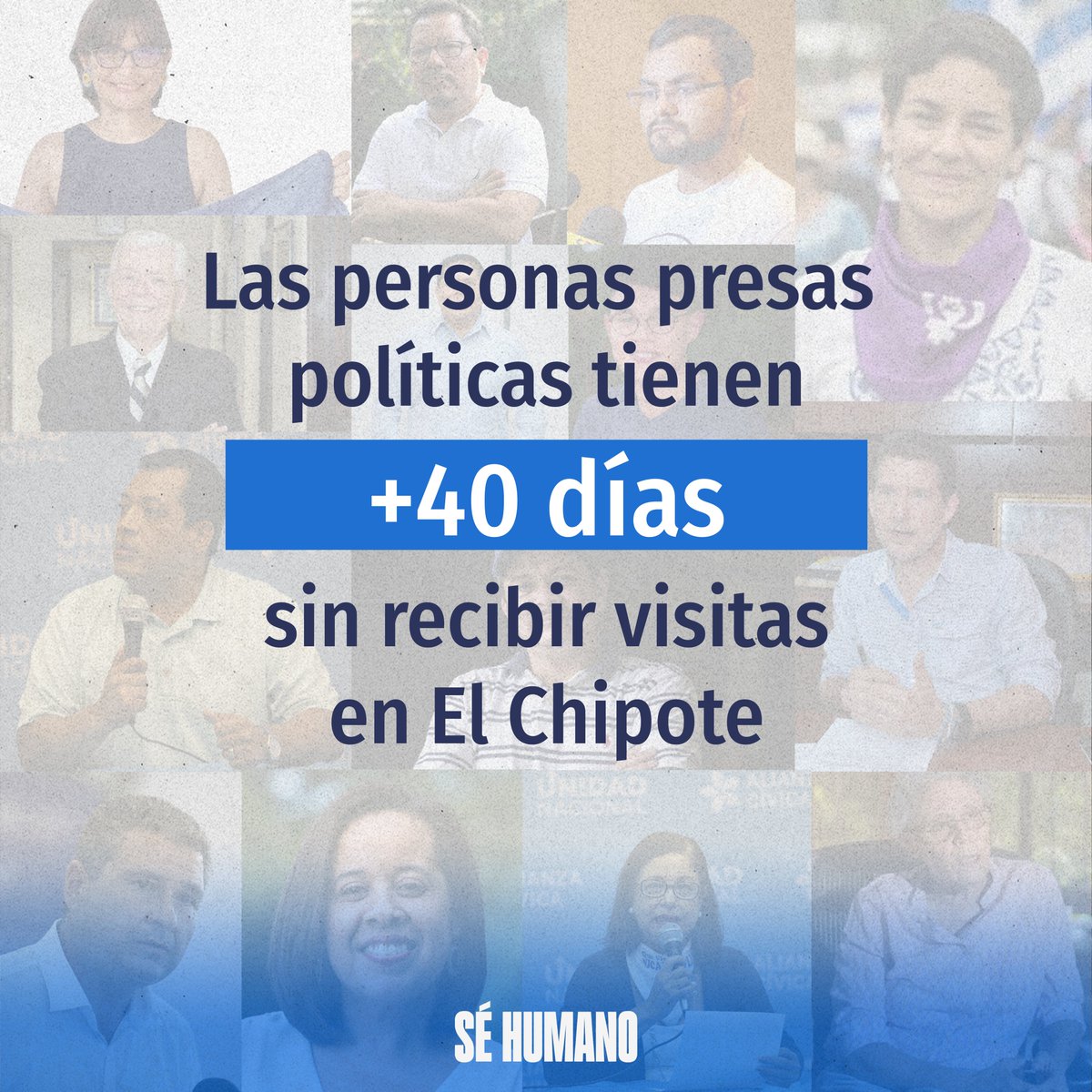 SeHumanoNic's tweet photo. En #Nicaragua las personas presas políticas están siendo torturadas y aisladas dentro de las cárceles del país. Sus familias no han podido verles desde hace +40 días.
Alcemos la voz por +180 personas encarceladas en condiciones inhumanas.

#SeHumano #CumbreDeLasAmericas #IXCumbre https://t.co/D4W8PqKE7L