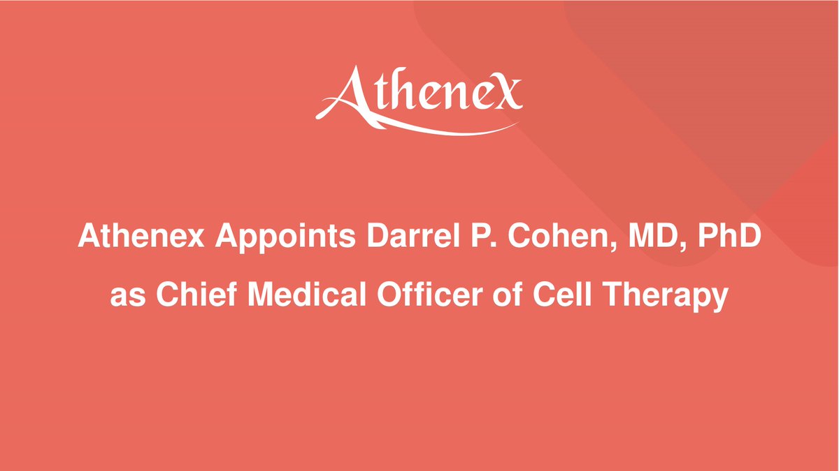 AthenexInc's tweet photo. Today, we announced the appointment of Darrel P. Cohen, MD, PhD as Chief Medical Officer of Cell Therapy. https://t.co/aWNo20RC3t #Athenex https://t.co/wrYVneMYWu