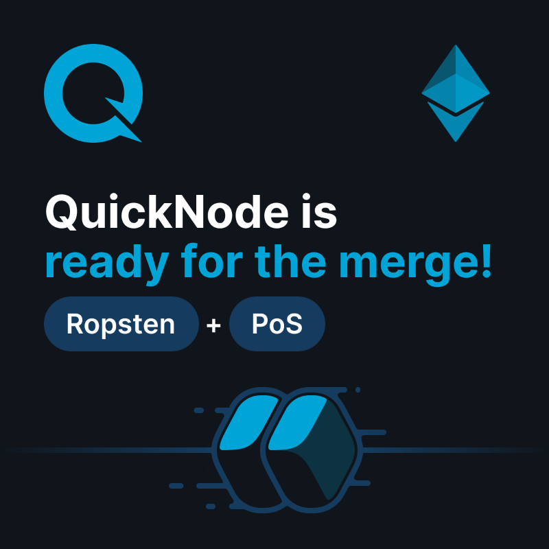 Quicknode's tweet photo. We're ready for the @ethereum Ropsten merge!

🥂