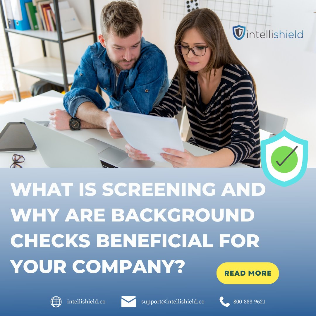 intellishield's tweet image. What is screening and why are background checks beneficial for your company? Read more about it and how professional background screeners can help create safe places to live and work bit.ly/3t2EEX3. 
#backgroundscreening #backgroundscreeningsolution  #intellishield