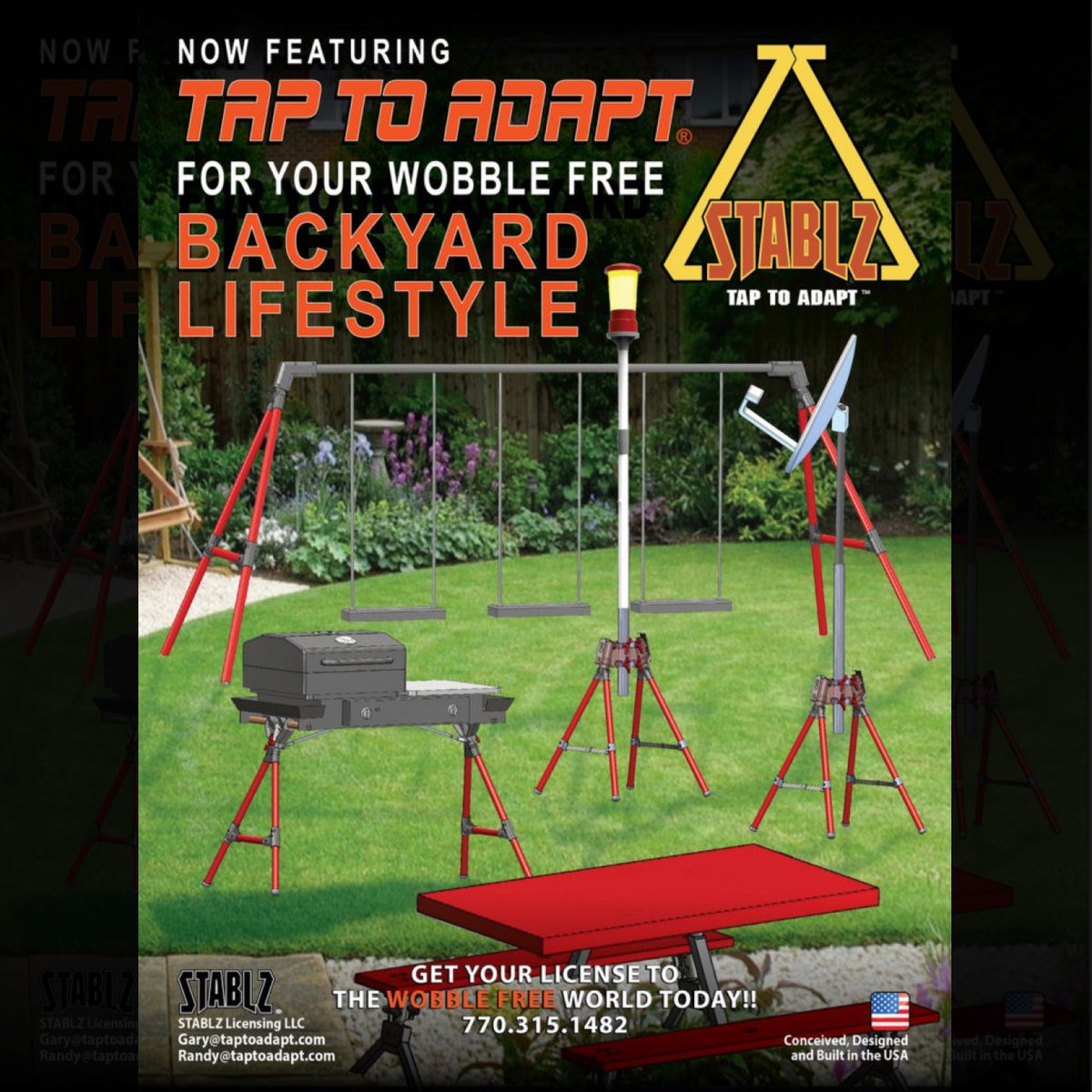 Tap_To_Adapt's tweet photo. Nearly every #backyard product could be made better with #AllTerrain...#FullContact #TapToAdapt technology.
Elevate your (product) customer experience with #WobbleFree products designed with #Stablz!
Learn More: https://t.co/LgnzpEmjK8 https://t.co/bN1cHJ4Wfk
