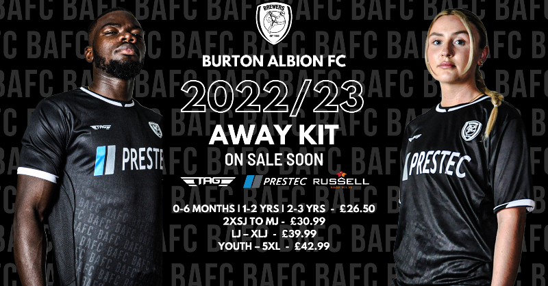 burtonalbionfc's tweet photo. ⚫️⚪️ Burton Albion Football Club is delighted to reveal our 2022/23 Away kit produced by @TAGSportswear - on sale soon!

Not only striking in black and white, our 22/23 away shirt is our most eco-friendly shirt ever, made from 100% recycled materials ♻️

More here!

#BAFC

👇👇👇
