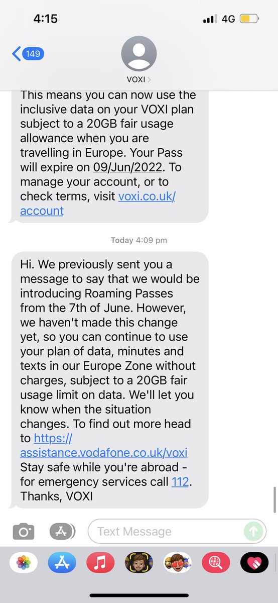 mdkaye_'s tweet photo. @VOXI_UK is a joke. “From 27th May you’ll need to purchase our new roaming pass” *doesn’t happen

“Reminder that from 7th June you’ll need to buy a roaming pass” what reminder? I bought the roaming pass, left without data for half a day. 

Now just got this msg 😂 time to switch https://t.co/or3aBZM7o5