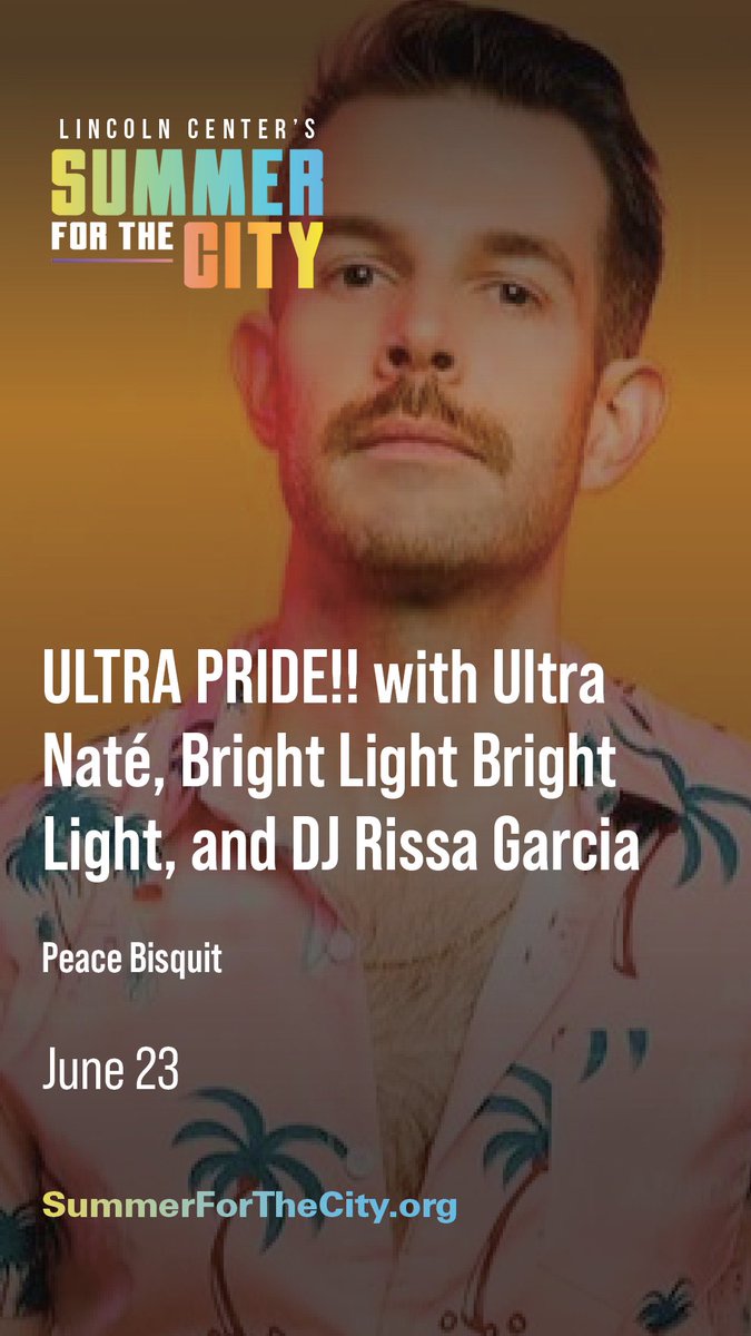 ultranatemusic's tweet photo. Amazing night ahead. I’m #LIVE Thurs 6/23 @LincolnCenter #summerforthecity #free #outdoor #CONCERT / backed by #45riots band & @RissaGarciaNYC rocking beats / @brightlightx2 bringing a set too! #6pmtil10pm adv tix available #ULTRAPRIDE #NYC #Pride @peacebisquitbiz https://t.co/zGrgwQeT7w
