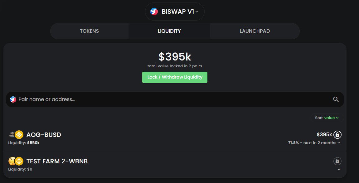 AgeOfGodsnet's tweet photo. 😍 https://t.co/EesGO5iX1g the first to use the new Biswap - Unicrypt integration to lock our liquidity. Swap any token to AOG on Biswap: https://t.co/4y3MqwI543 🚀🚀🚀 https://t.co/YbfJKXXLTM