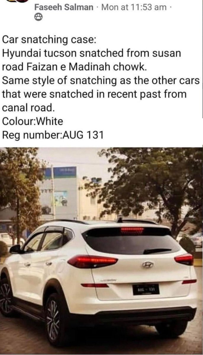 Pathetic Situation in Faisalabad. Car Snatching is at peak. Police has failed badly. <a href="/HamzaSS/">Hamza Shahbaz Sharif</a> <a href="/fsdpolice/">Faisalabad Police</a> <a href="/OfficialDPRPP/">Punjab Police Official</a> <a href="/CS_Punjab/">Chief Secretary Punjab</a> <a href="/DCFaisalabad/">Deputy Commissioner Faisalabad</a> <a href="/PSCAsafecities/">Safe City</a>                                 #car_snatching_faisalabad
#punjab_police
#IG_Punjab