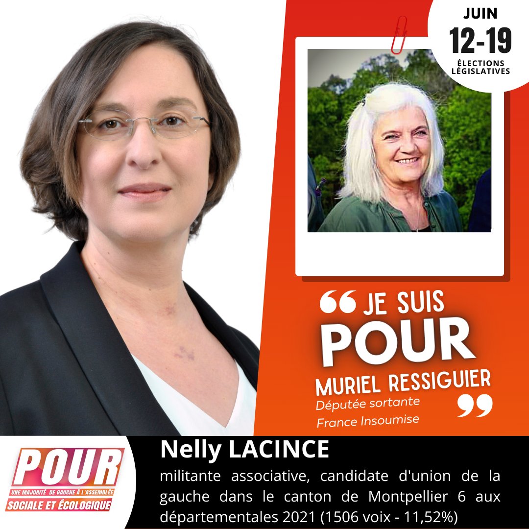 humainsetdignes's tweet photo. Nelly LACINCE, militante ✊ associative et candidate d'union de la gauche aux dernières élections 🗳 départementales, appelle à voter pour la députée Muriel Ressiguier le 12 juin.

#Circo3402
#AvecMuriel 
#Législatives 
#12Juin 
#19Juin 
#Montpellier https://t.co/IjczjWXQXi