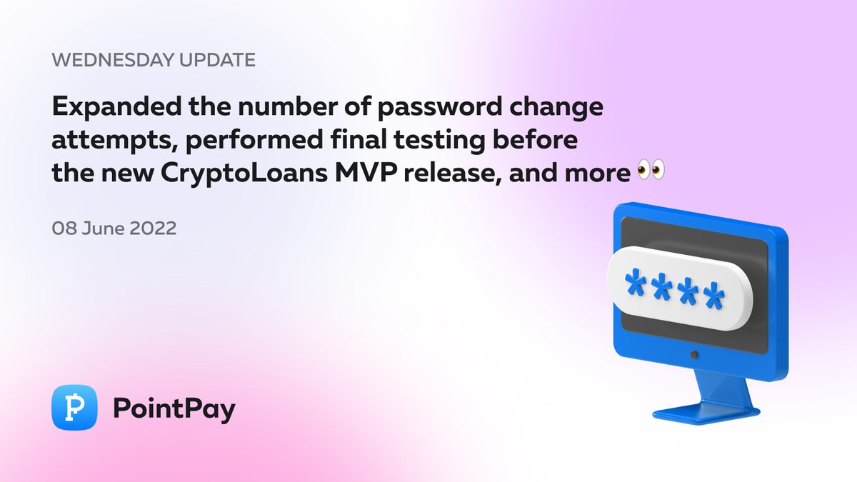 PointPay1's tweet photo. Meet our latest update, community!

We expanded the number of password change attempts up to 6 times, performed final testing before the new CryptoLoans MVP release, added the ability to filter the list of buy/sell ads, and more. 

Press the link for more: https://t.co/yNoMoFIhIW https://t.co/MvryJXj3rX