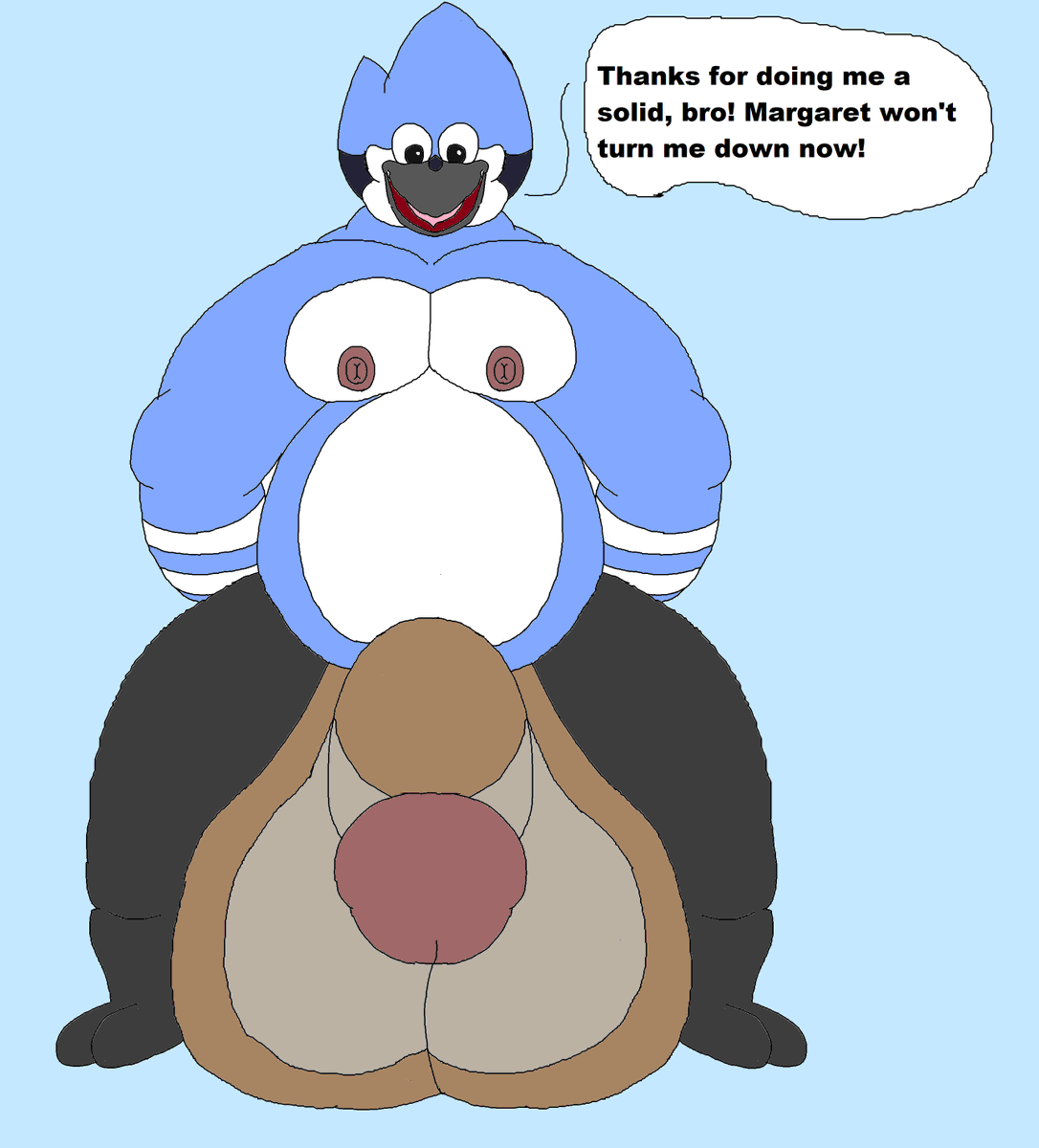 Fusion_duck's tweet photo. rigby and modecia being bros who ctf the other #ctf #regularshow #nsfw #rigby #modecai https://t.co/5k6263umIx