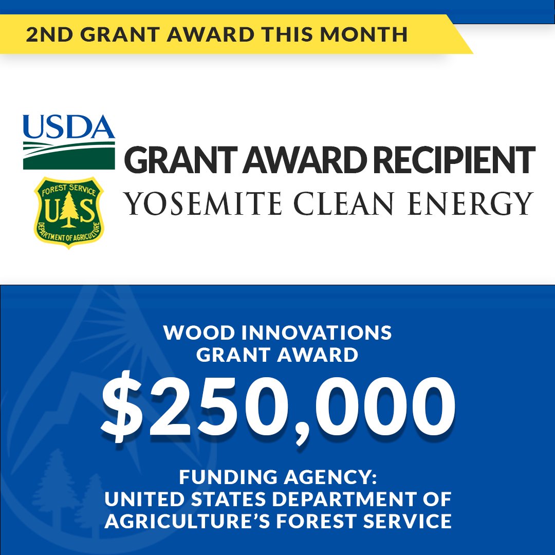 YosemiteClean's tweet photo. Congratulations Yosemite Clean Energy team, we did it again! Thank you to all who supported us in this process. 

#usda #forestservice #forestmanagement #forestfires #renewableenergy #biofuels #grantaward #climatechange https://t.co/NQRQeK9ovw