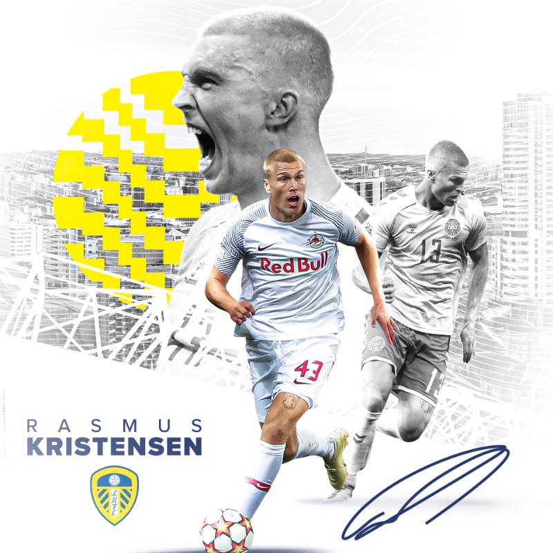 LUFC's tweet photo. ✍️ #LUFC is pleased to announce an agreement has been reached with Red Bull Salzburg for Rasmus Kristensen