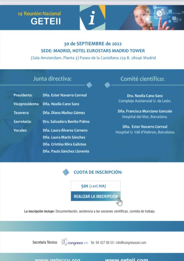 Ya tenemos listo el programa preliminar de la 14 reunión anual de GETEII que se celebrará de manera presencial el próximo 30 de septiembre en Madrid. #geteii #ibdnurse #enfermeraeii #enfermera #epaeii #eii #ibd #crohn #cu