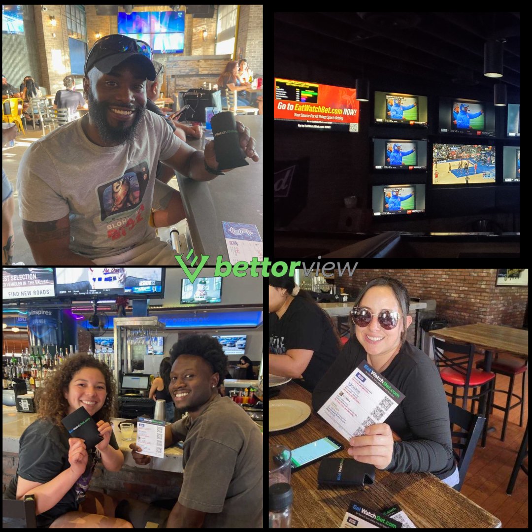 BettorView's tweet photo. Bringing extra heat in the desert! The BettorView #team in #Arizona is hard at work keeping customers cool with the latest offers and promotions.
Our promotions along with live odds, #betting trends and daily plays via @EatWatchBet , are available on our screens 24/7! https://t.co/u9jmmBphji