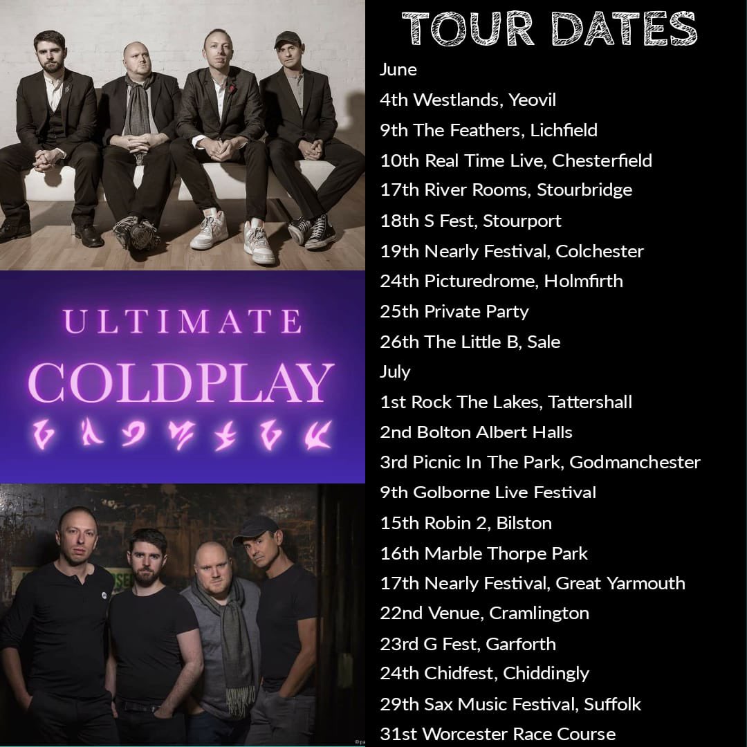 Our June/July tour dates 🤩 Buy, Buy,Buy tickets for one of our upcoming shows and we’ll love you forever 😘😝Check out our other dates at ultimatecoldplay.com #coldplay #coldplayconcert #coldplaytour #coldplaycover #coldplayer #coldplaylive #coldplayfan #coldplayforever