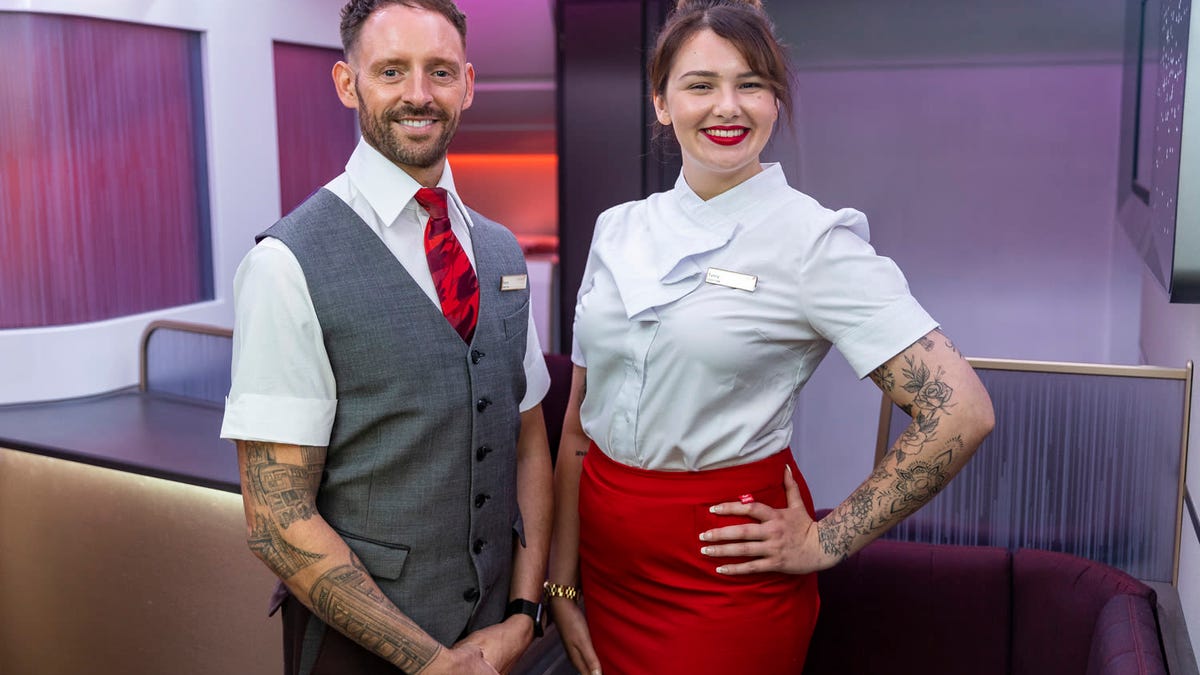 Jalopnik's tweet photo. Virgin Atlantic Is the First Airline to Allow Punk-Rock Cabin Staff to Show Tattoos https://t.co/6kmMLXnZtM https://t.co/KGM1eG7kMD