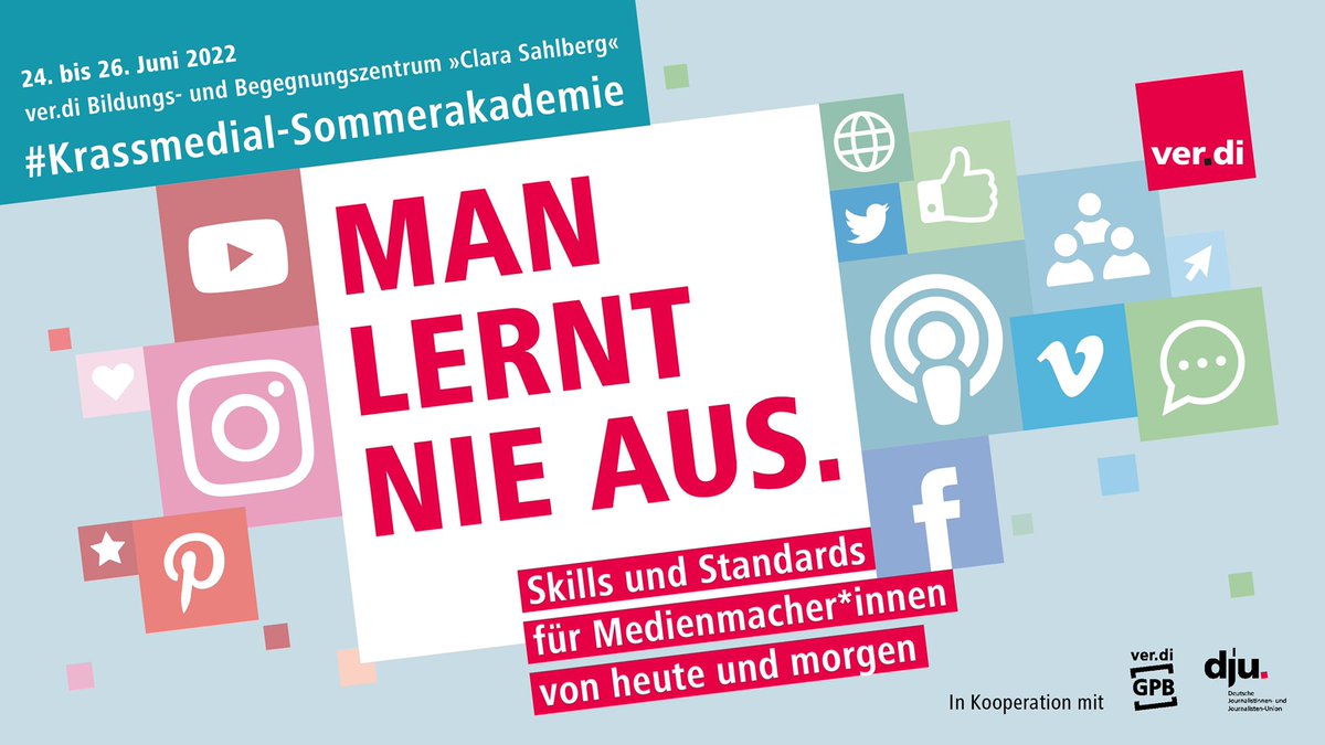 🗓⚠️🧑‍🏫In gut 2 Wochen startet unsere 1. #krassmedial-Sommerakademie für Medienmacher*innen in Berlin-Wannsee! Gut, um die eigenen Skills aufzupolieren, um zu Netzwerken und in richtig guter Atmosphäre wertvolle Trainings zu absolvieren.
rundfunk.verdi.de/service/verans…