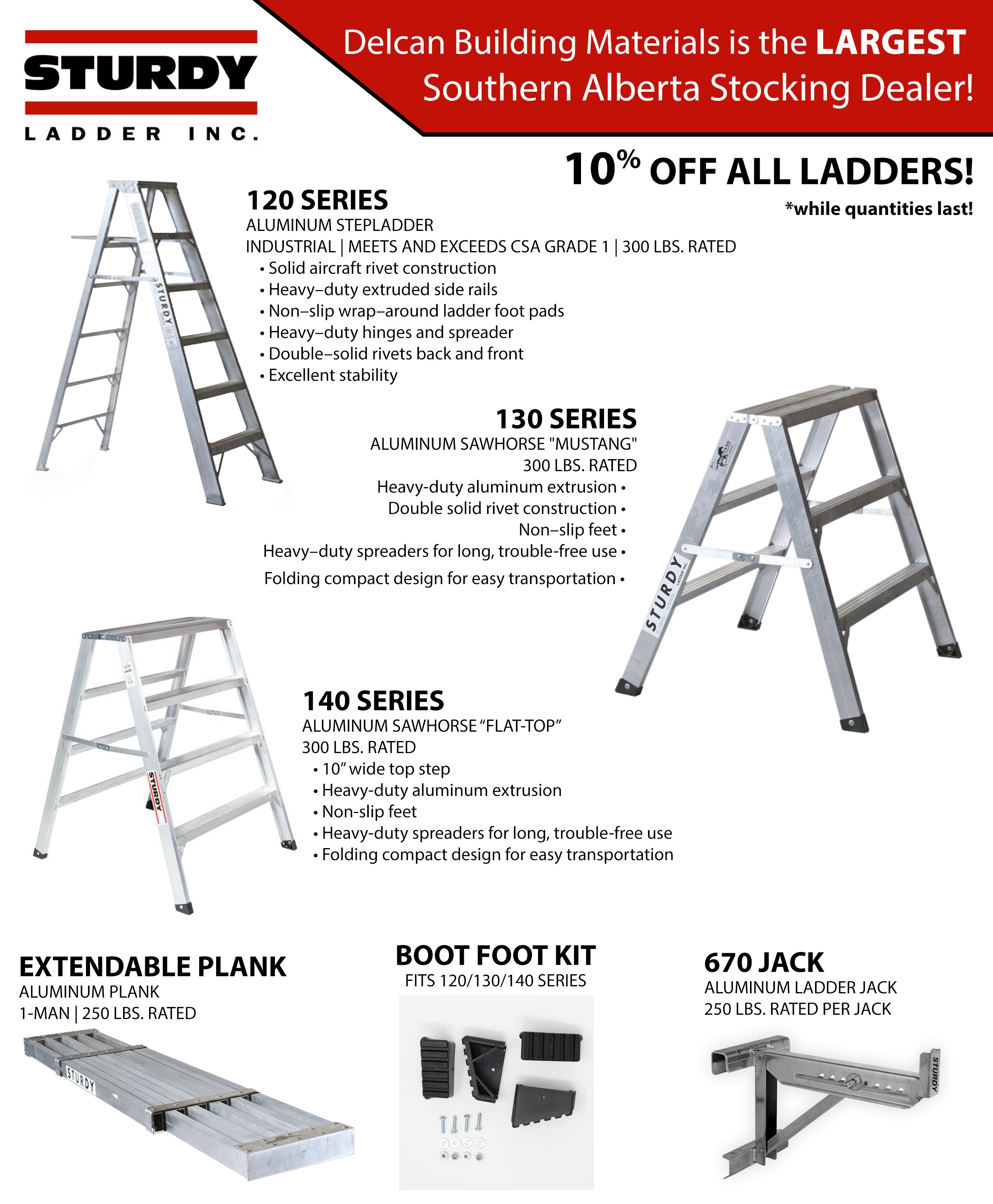 3' Sturdy Ladders 130 Aluminum Sawhorse Ladder Mustang 300 lb Rated 