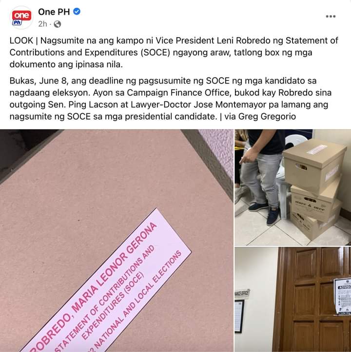 pinoyanghang's tweet photo. Wait. Nag-submit na pala kahapon. So what seems to be the UTTER SECRECY on Mrs. Rob•redo's Statement of Contributions and Expenditures (SOCE)? May itinatago ba?

Just asking.

#Transparency https://t.co/JwxqielXd1