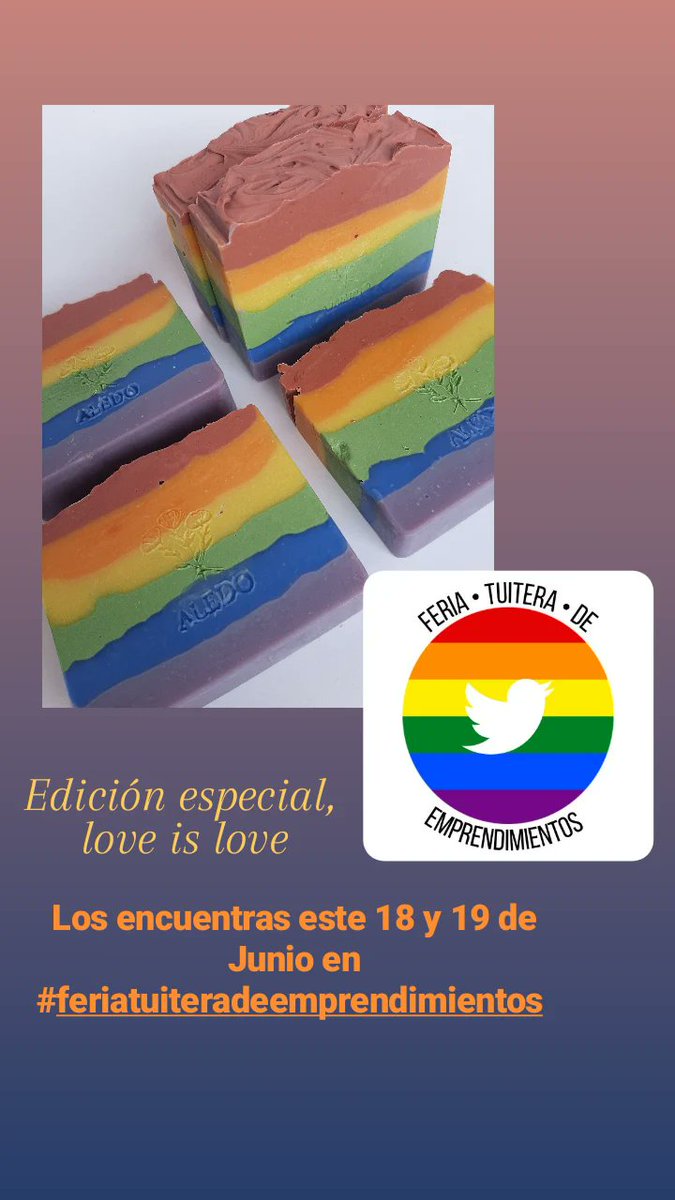 dome_alen's tweet photo. Te esperamos este 18 y 19 de Junio en @FeriaTuitera #Ediciรณnloveislove . Tendremos jabones saponificados de mantecas y aceites naturales y el #pridesoap Lo vas a amar !! ๐ https://t.co/0DAkcQPbWU