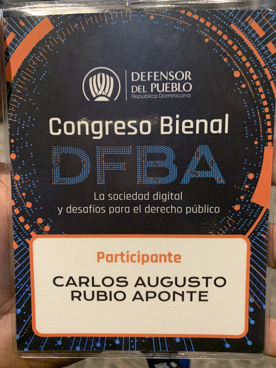 SkarlyRubio's tweet photo. Congreso Bienal #DFBA “La sociedad digital y desafíos para el derecho público”. @DefensorRD @peulloa https://t.co/0M22cSzKN3