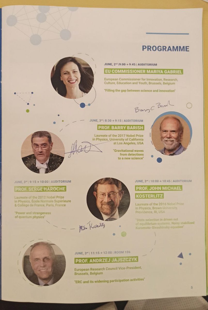 The #EPSForum2022 brought together not only #technology leaders from industry, but also world class researchers, among them 3 Nobel Laureates - very much to the excitement of our young minds, as can be seen from this collection of autographs
#research #physics #NobelPrize