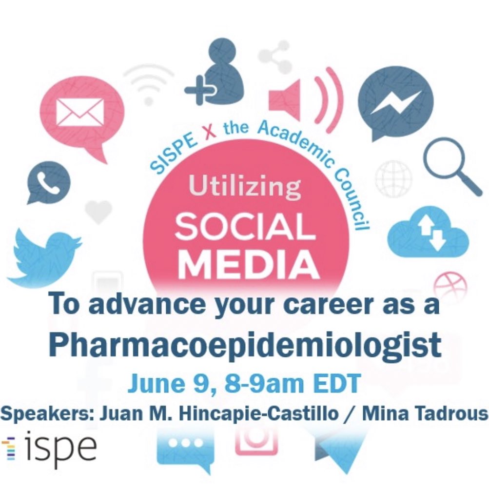 Juan Hincapie-Castillo, PharmD, PhD (@drjuanhc) on Twitter photo Giving a webinar for <a href="/IntPharmacoEpi/">International Society for Pharmacoepidemiology</a> <a href="/S_ISPE/">ISPE Student Council</a> on the use of social media (SoMe) for pharmacoepi with <a href="/Mina__T/">Mina T.</a> and moderated by <a href="/amiegoodin/">amiegoodin</a>
Registration link for ISPE members should in your inbox!
#Pharmacoepi #RxEpi #epitwitter #scicomm Giving a webinar for <a href="/IntPharmacoEpi/">International Society for Pharmacoepidemiology</a> <a href="/S_ISPE/">ISPE Student Council</a> on the use of social media (SoMe) for pharmacoepi with <a href="/Mina__T/">Mina T.</a> and moderated by <a href="/amiegoodin/">amiegoodin</a>
Registration link for ISPE members should in your inbox!
#Pharmacoepi #RxEpi #epitwitter #scicomm