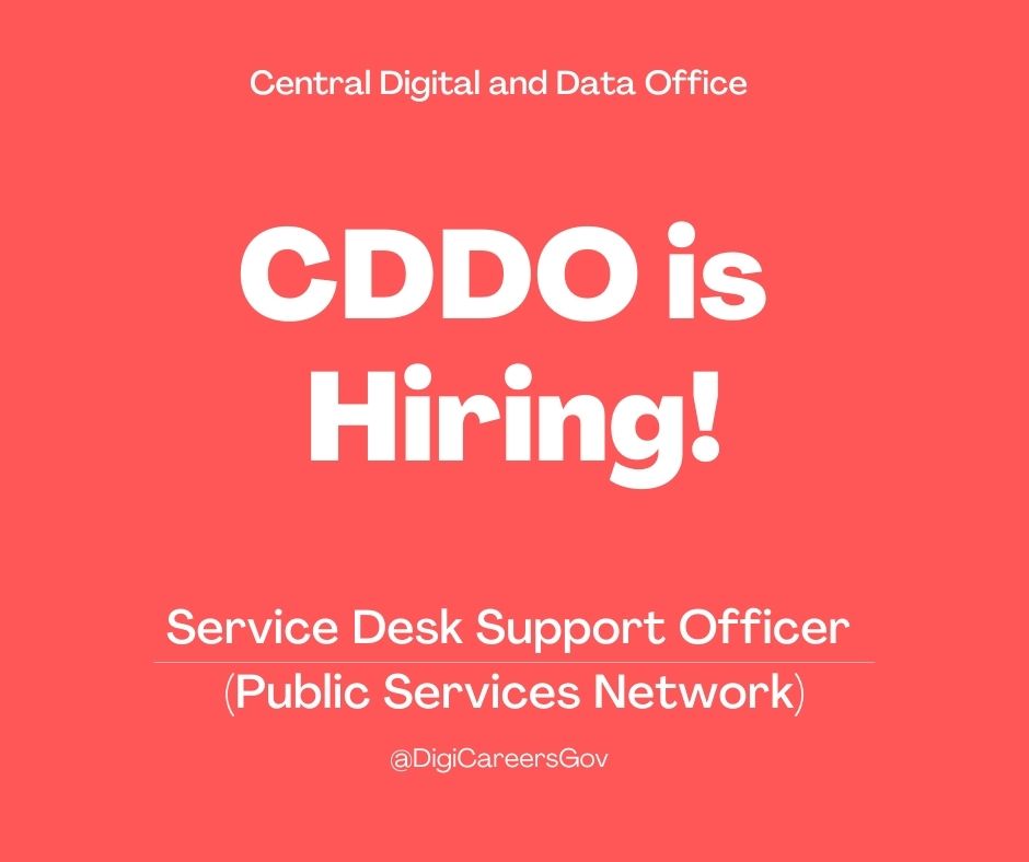 Another new role!
Looking for a Service Desk Support Officer to join the Central Digital and Data Office.
📍Based in Manchester or Bristol
💰Salary Range - £23,850 to £26,570
To find out more and Apply, please follow the link -