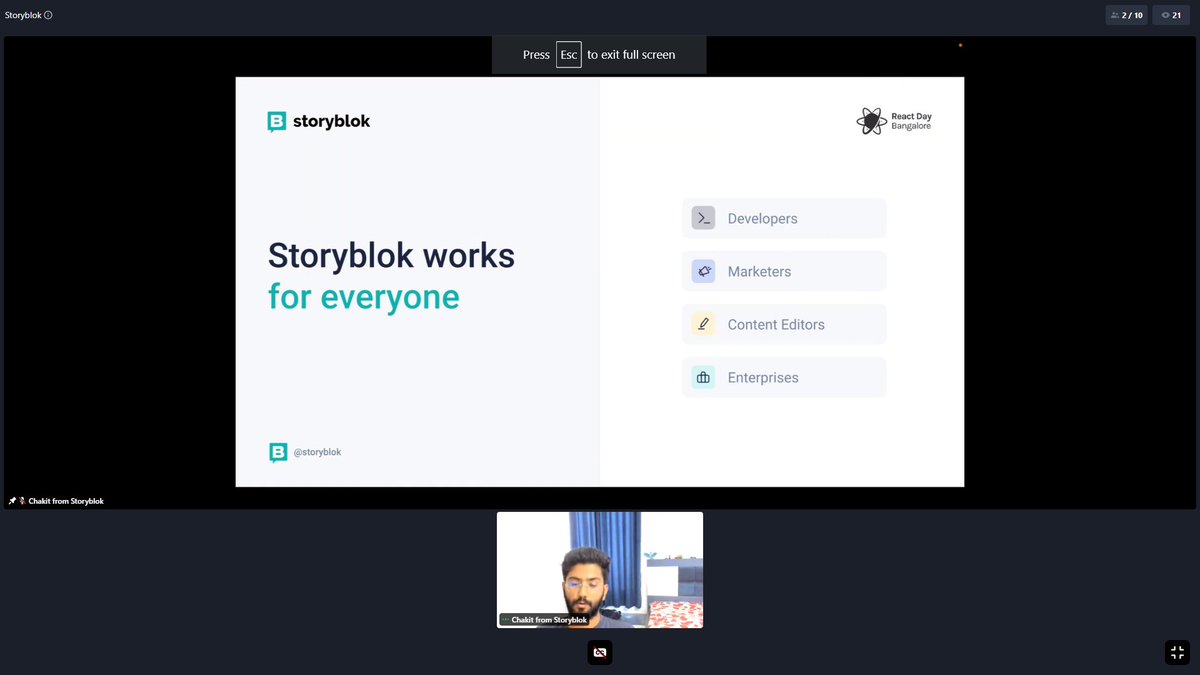 shobit1337's tweet image. A solution to manage your content. Loved the presentation at booth. @storyblok at #ReactDayIn2022
#StoryblokWithReact