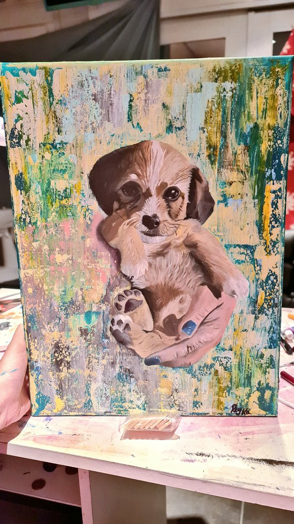 A dog is all you need to be happy 🐶🤗

#puppy #dog #painting #art #love #innocent #sweet #oilpainting #animal #chill #hand #abstractart #realism #colourful