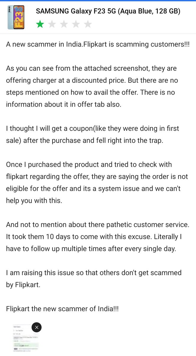 PatraSubhashis's tweet photo. #scammer #Flipkart 
Flipkar scamming People with fake offers and then saying its a system issue. #samsung https://t.co/Mazr4zE7zb