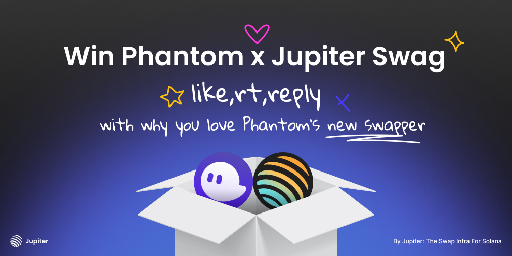 How excited are you for Jupiter being integrated into <a href="/phantom/">Phantom</a>?👻🪐😍

To celebrate this incredible collab, we’re doing a giveaway! 

Like, RT, and reply with why you ❤️ Phantom's new Jupiter-powered swapper. The best tweets will win a special Jupiter x Phantom NFT and cool swag!