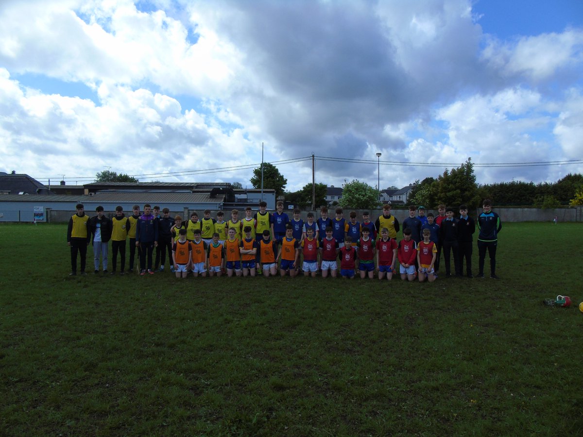cbsroscommon's tweet photo. Committee members from TY class F Michael Harrington and Brian O'Connor presenting the winning captain Ryan Timon with the cup. Also pictured are the winning team and the other teams and Ty's involved #cbsgaa #cbshurling #futureleaders @gaafutureleader https://t.co/EtrkHzi42o
