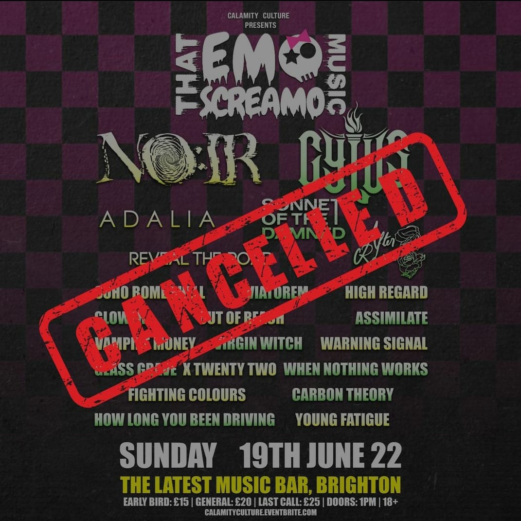 We are very sorry to say that due to reasons out of our control "That Emo Screamo" festival has now been cancelled. Tickets will be refunded at point of purchase.

We are still very exciting to be playing at Island Fest on the 18th of June!