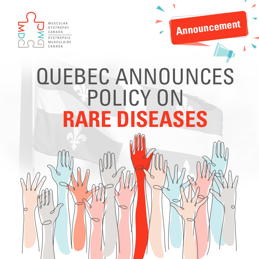 MD_Canada's tweet photo. Quebec announces policy on rare diseases.

Muscular Dystrophy Canada applauds the #QuebecGovernment for leading the way towards a rare disease strategy for Canadians by announcing its own rare disease policy.

Read the full release here: https://t.co/nkSUluo3TL https://t.co/rx8HNyRTNr