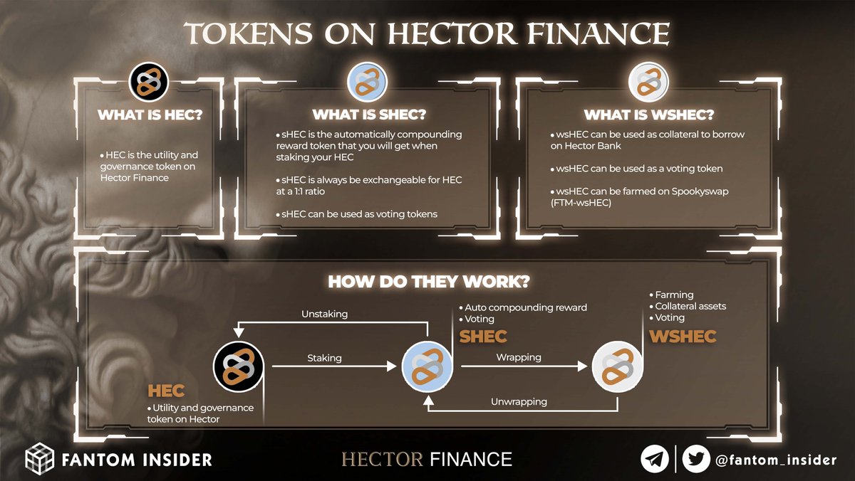 insider_sonic's tweet photo. You may know apart from their stable coin $TOR, @HectorDAO_HEC has 3 other tokens namely $HEC, $sHEC, $wsHEC 👀
But do you already know all the details about it and how it works ❓
Let's explore more in our graphic below 👇
#Fantom #FTM #HectorFinance #HEC #sHEC #wsHEC https://t.co/KA8ra90w5T