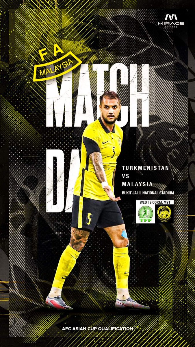 racheljgraphix's tweet photo. Glad to be able to work on this piece for Junior matchday graphics. Thank you Mirage Sports for the opportunity! +3pts what a win!
#TKMMAS #AFCAsianCup2023Qualifiers #HarimauMalaya #JuniorEldstal #matchday #TeamMSIA https://t.co/lChl4JFs8G