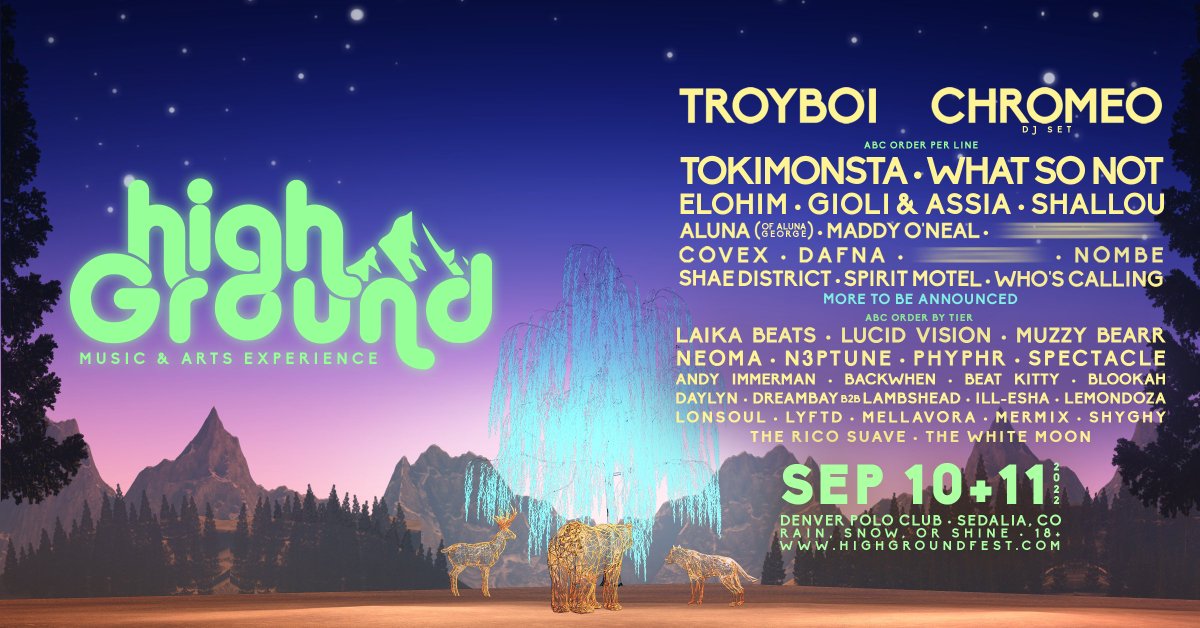 PartyGuruUS's tweet photo. 🎊 FESTIVAL ALERT!  🎉

@highgroundfest  is BACK with 2 Days of magic and a new home! Bringing a dreamy lineup to the @DenverPoloClub featuring some of our favs!

Presale opens TOMORROW at 10am MT. Register on their website: https://t.co/6UCBrXhM2A ! General on-sale on Friday! https://t.co/IWqedawxWY