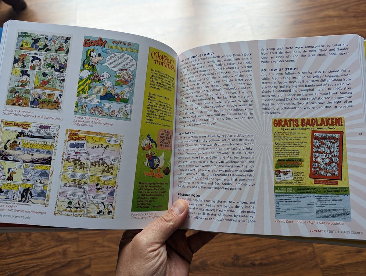 travelttmagic's tweet photo. The Museum of Comic Art in The Netherlands is hosting an exhibit on 70 years of Dutch Donald Duck comics. To go along with the exhibit, an amazing hardcover book has been released talking about the history of, the people behind, and the production of the Duck comics! #DuckTalks https://t.co/w3IgBwxIl8