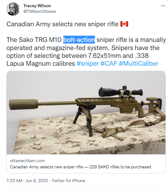 Canadian Army selects new sniper rifle — 229 SAKO rifles to be