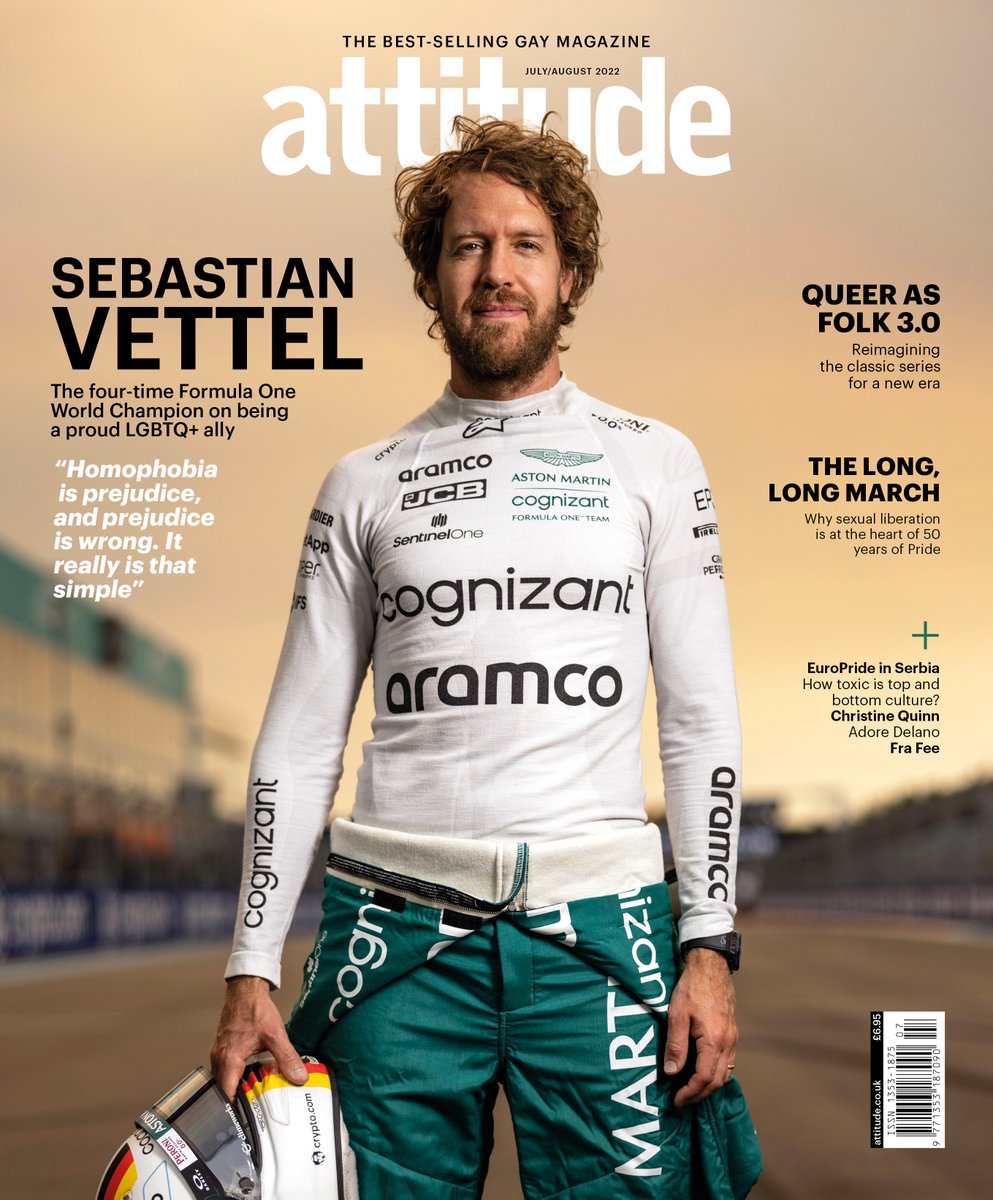 Sebastian Vettel puts his foot down over homophobia in the Attitude July/August issue.

"I think a gay Formula One driver would be welcomed - and rightly so."

See the full cover feature and shoot ➡️ bit.ly/3xeunbC