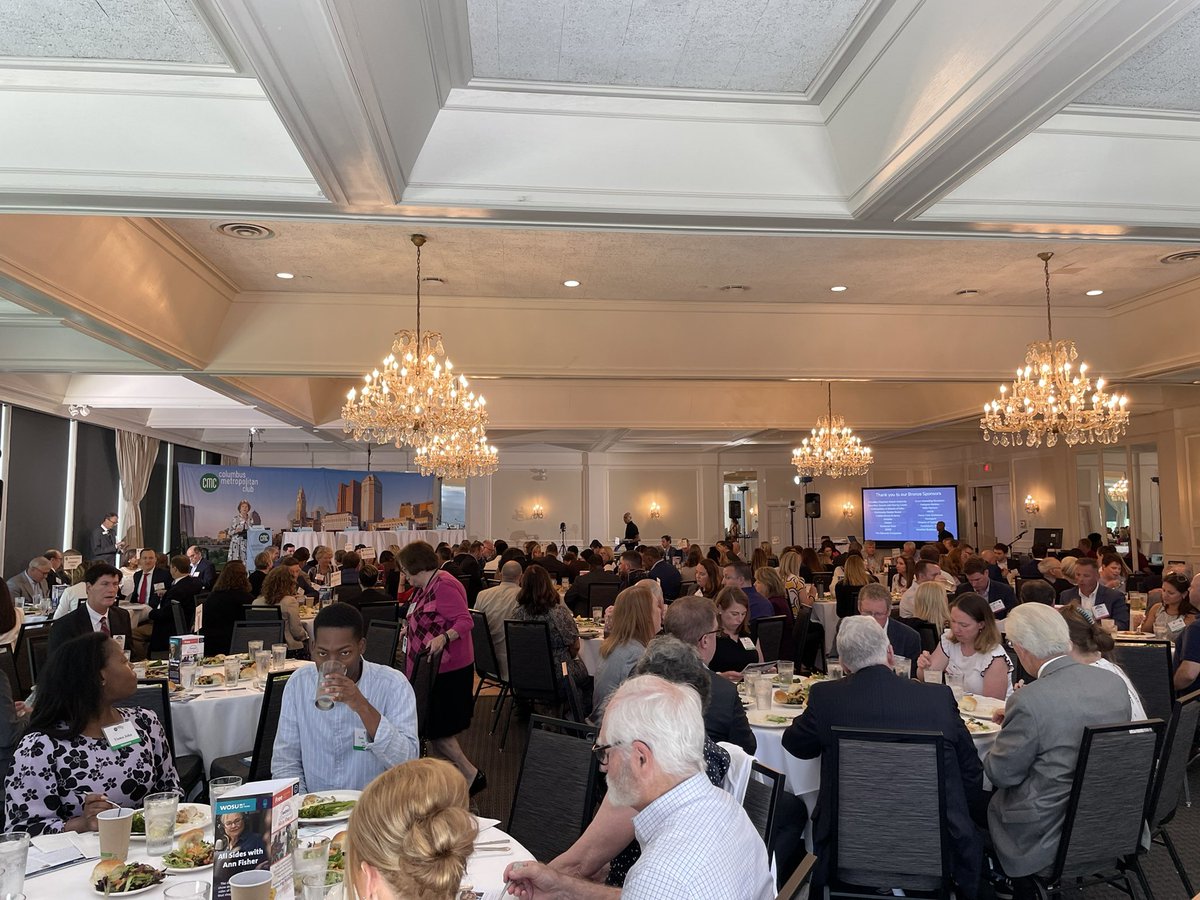 Largest crowd since pre-pandemic at the <a href="/cbusmetroclub/">Columbus Metropolitan Club</a> today! Great to see. Good one today with CEOs of all four local hospital systems.