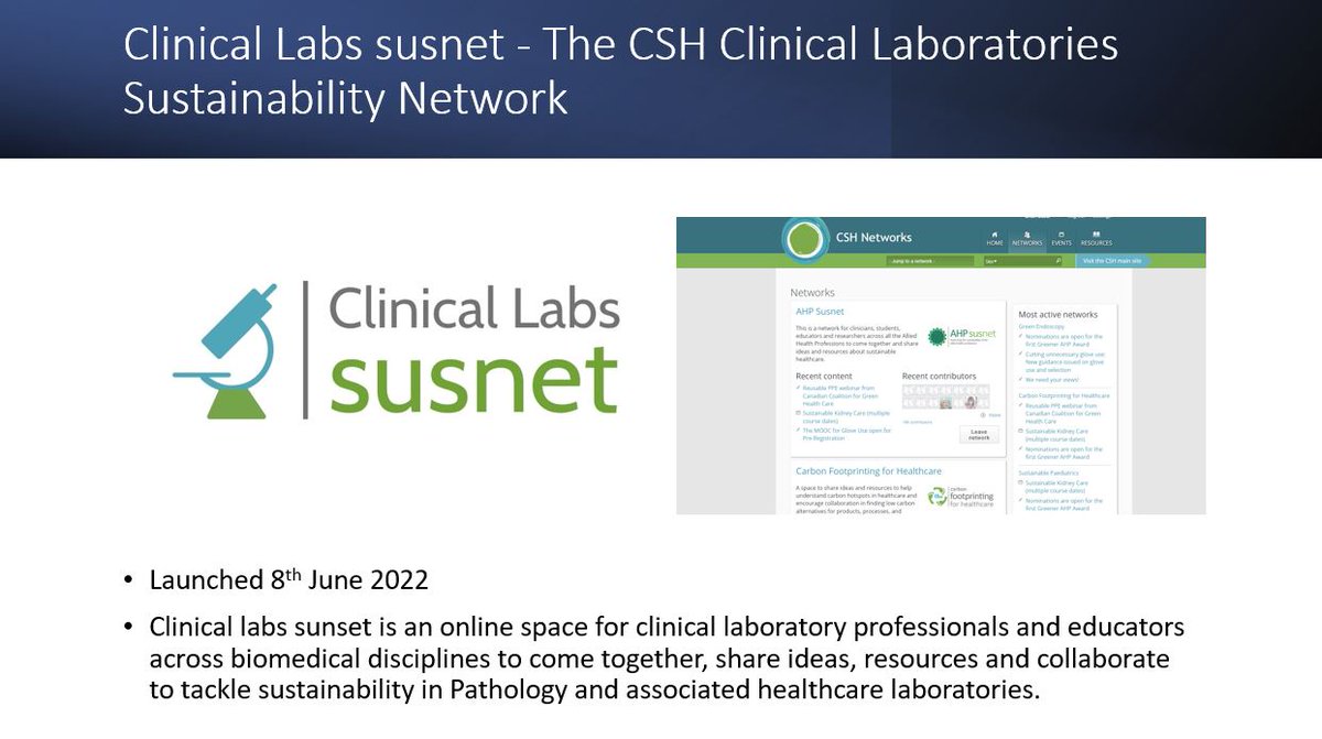 This NHS #sustainabilitydayofaction we are pleased to  annouce Clinical Labs susnet is live networks.sustainablehealthcare.org.uk/network/clinic…. A new <a href="/SusHealthcare/">Centre for Sustainable Healthcare</a> online sustainability networking space for clinical laboratory professionals and educators across biomedical and healthcare science