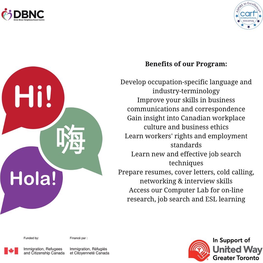 MyDBNC's tweet photo. Here is some information about an upcoming Enhanced Language Training with CO-OP Placement/Mentoring!
Contact info:
CALL 905-206-0755 ext 234
EMAIL elt@dixiebloor.ca
#mydbnc #peelregion #mississauga #brampton #caledon #employmentprogram #freejobsessions #jobfind #jobsearch https://t.co/uK1uJ1x1Tx